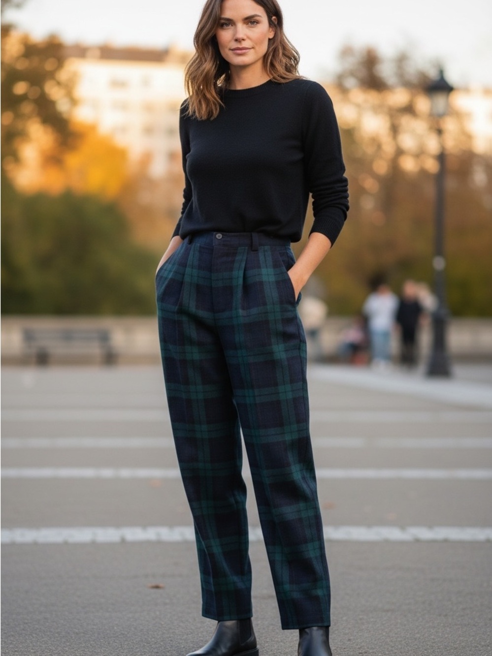 VTG Alanni by Donnie Brook Blackwatch Plaid Lined Trousers 10 Made in Ukraine